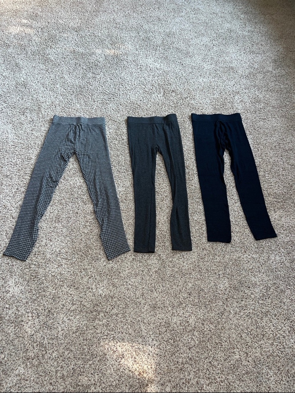 Lou & Grey for LOFT Leggings Bundle XS Black/white Plaid, Charcoal & Navy plaid
